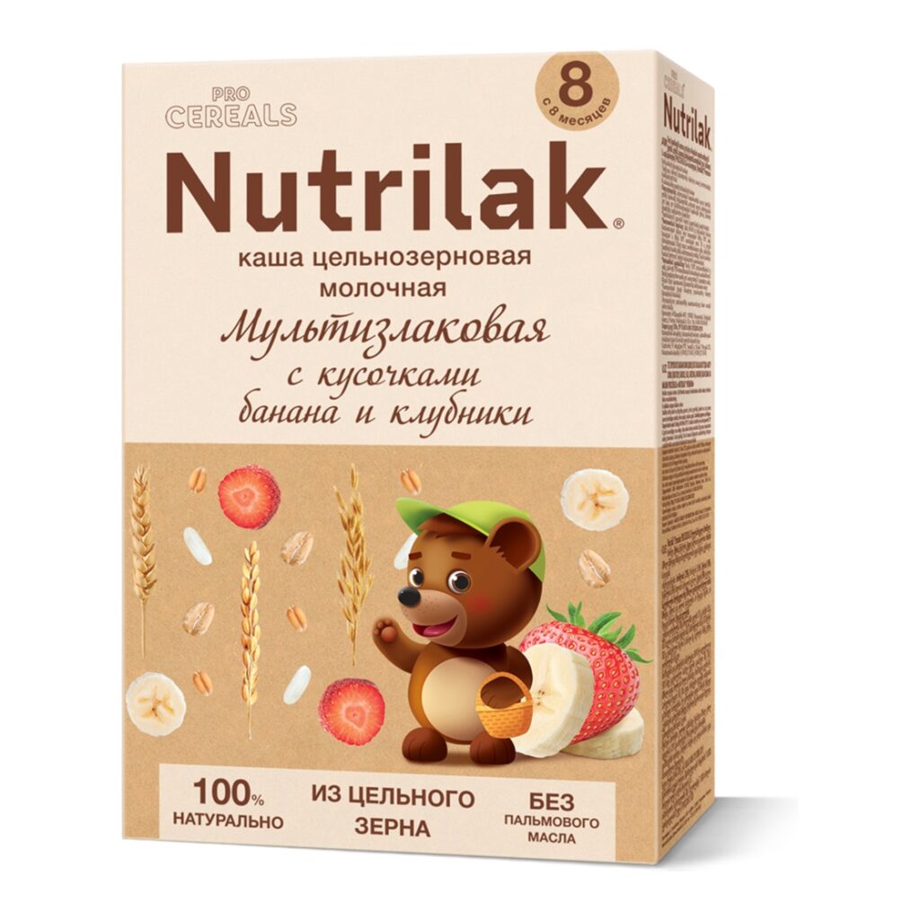 Nutrilak Premium Procereals Каша ц/з молочная Мультизлаковая с кусочками банана и клубники