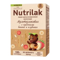 Nutrilak Premium Procereals Каша ц/з молочная Мультизлаковая с кусочками банана и клубники