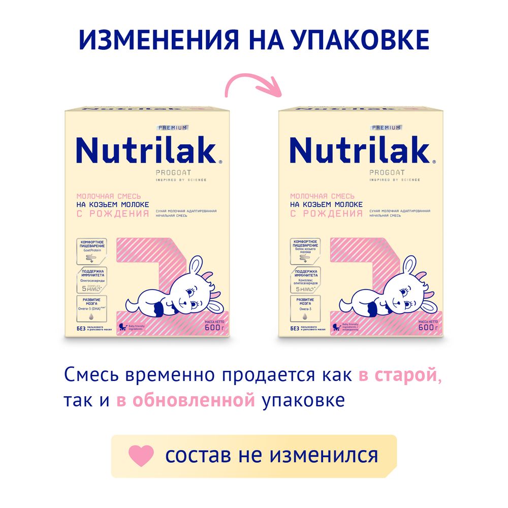 Nutrilak 1 Premium Смесь молочная сухая начальная на основе козьего молока, 600 г — фото 2