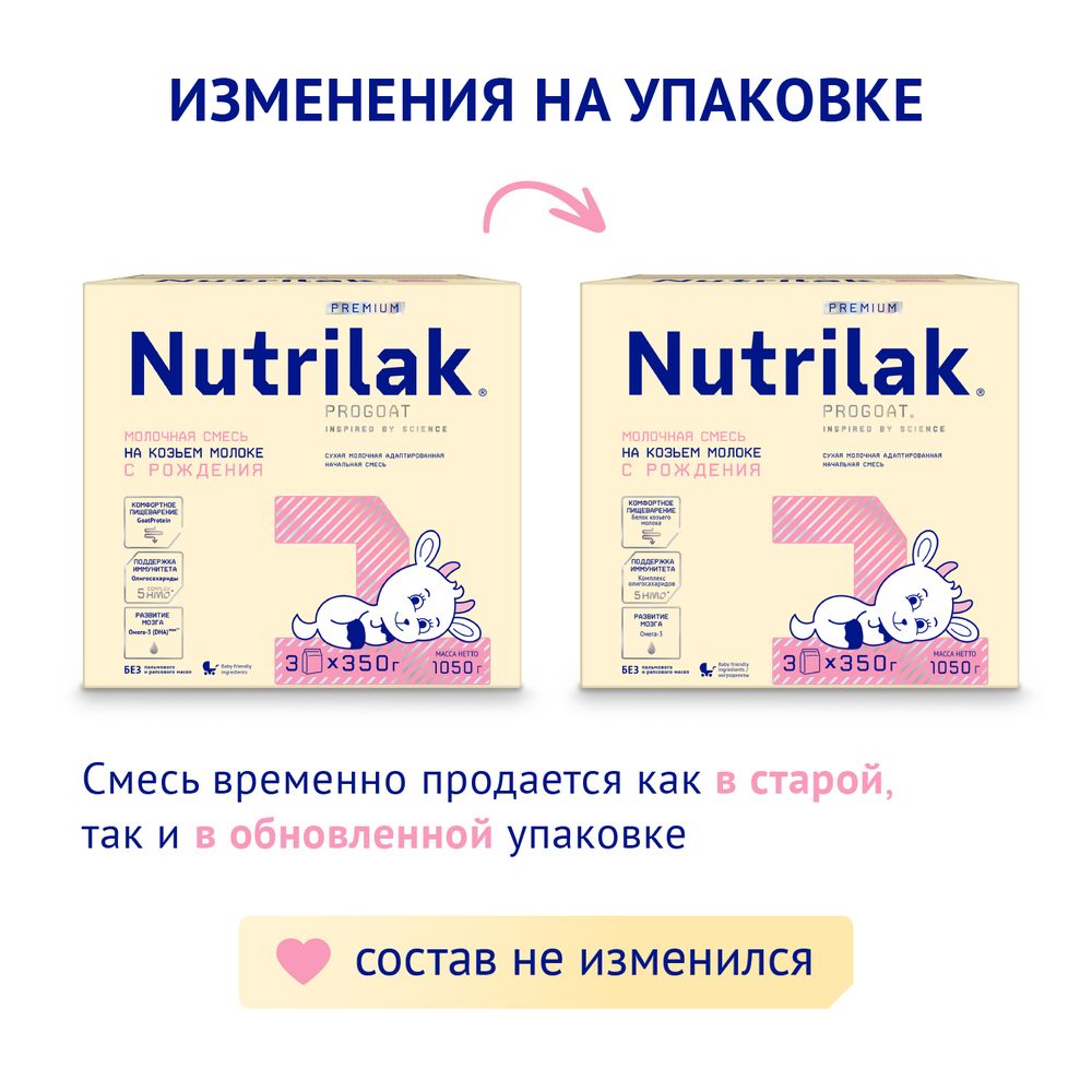 Nutrilak 1 Premium Смесь молочная сухая начальная на основе козьего молока, 1050 г — фото 2