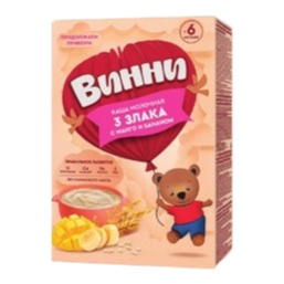 Винни каша молочная 3 злака с манго и бананом