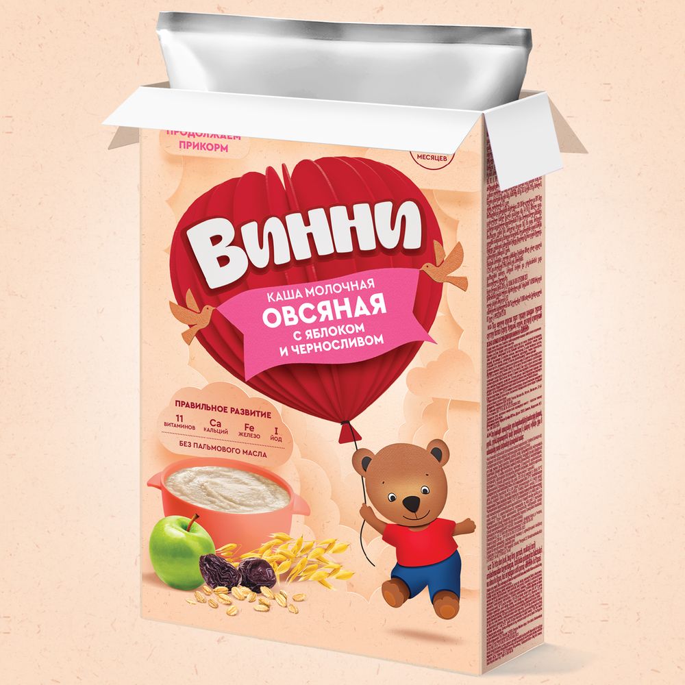 Винни каша молочная Овсяная с яблоком и черносливом — фото 12
