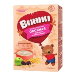 Винни каша молочная Овсяная с яблоком и черносливом