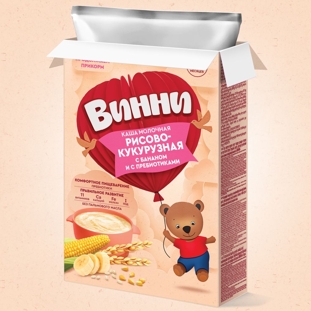 Винни каша молочная Рисово-кукурузная с бананом и с пребиотиками — фото 12