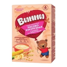 Винни каша молочная Рисово-кукурузная с бананом и с пребиотиками