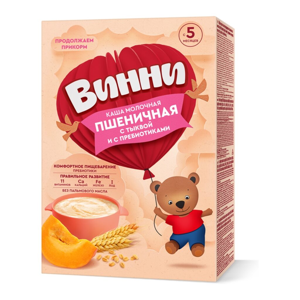 Винни каша молочная Пшеничная с тыквой и пребиотиками