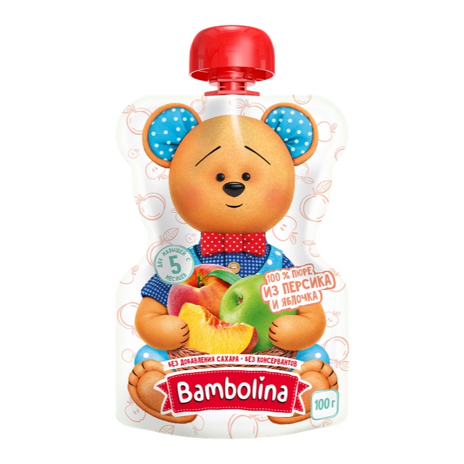 Bambolina пюре Персик и яблоко